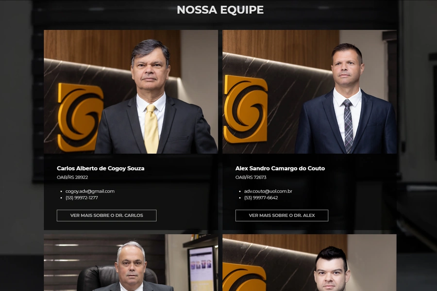 Página de perfil de advogado no site do Cogoy, Couto & Gomes