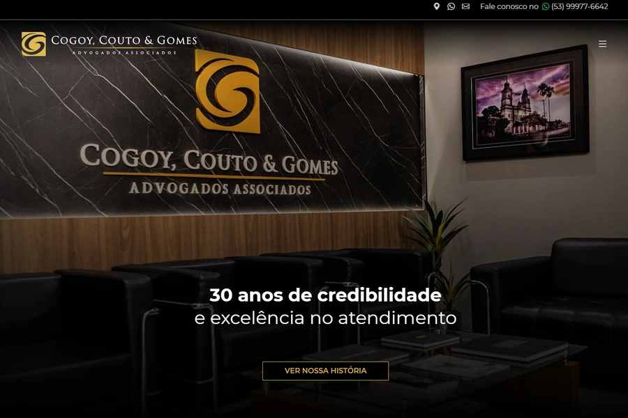 Página inicial do site do Cogoy, Couto & Gomes Advogados